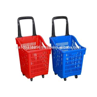 High standard supermarket, plastic shopping trolley shopping baskets with wheels